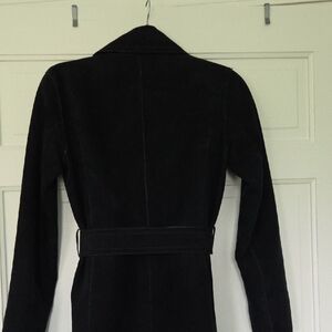 Massimo Dutti Navy Blue Suede Trench Coat